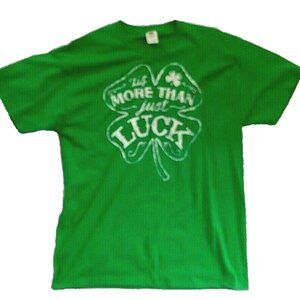 St Patricks Day T Shirt Mens XL 100% Cotton Luck of the Irish Paddy Green NWT